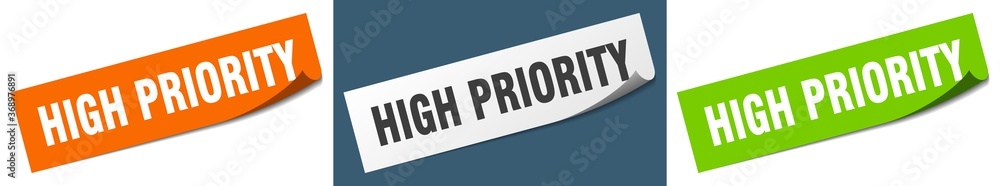 high priority paper peeler sign set. high priority sticker high priority paper peeler sign set. high priority sticker