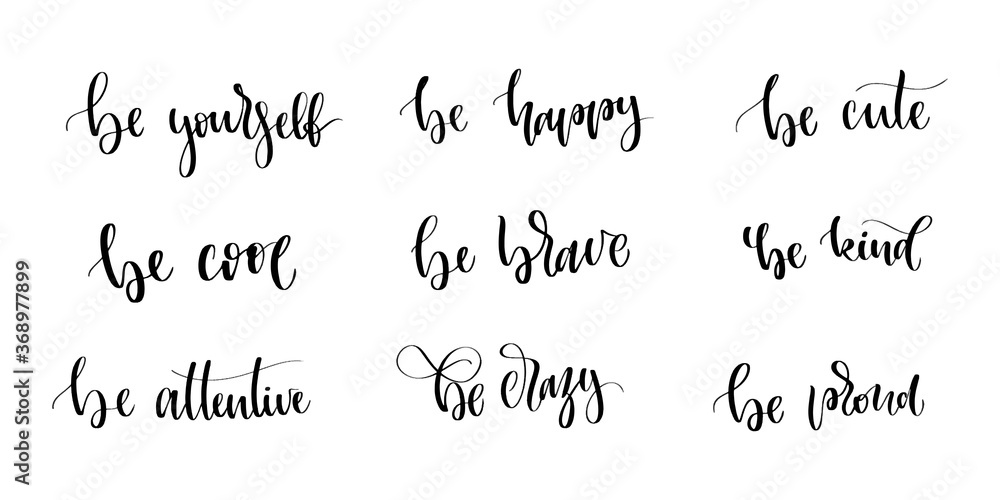Vector set of isolated calligraphy logo of Be something for decoration and covering on the white background.

