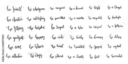 Vector set of isolated calligraphy logo of Be something for decoration and covering on the white background.
