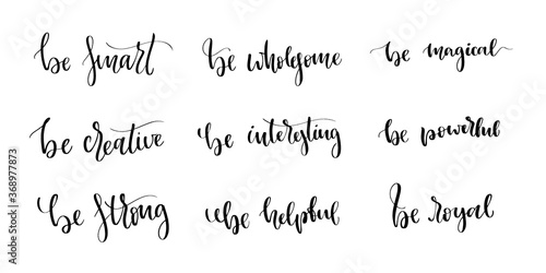 Vector set of isolated calligraphy logo of Be something for decoration and covering on the white background.
