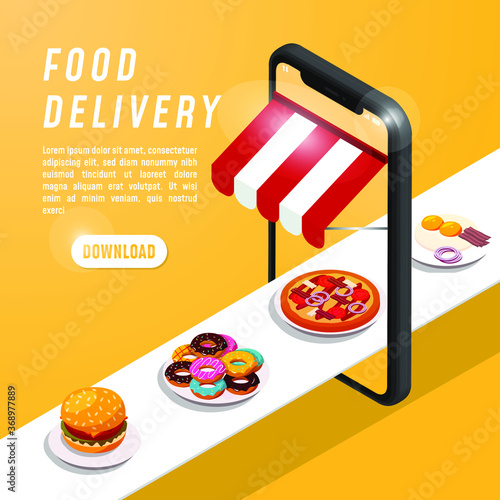 Food delivery mobile application online food order and e-commerce concept