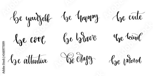 Vector set of isolated calligraphy logo of Be something for decoration and covering on the white background.
