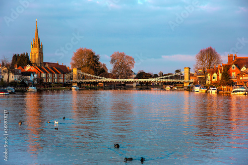 Marlow Bridge in Glorious Sunshine - A beautiful still March afternoon on The River Thames at Marlow