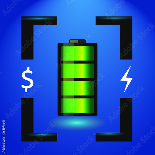 battery icon. full battery charge. to the image for the site. High quality isolated vector image. Illustration for the application.