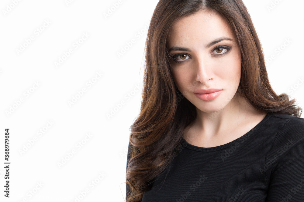 Woman fashion portrait. Close up female face isolated on white. Woman fashion portrait. Close up female face isolated on white.