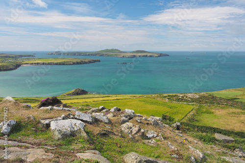 View from the top of Carn Llidi at St Davids Head looking out over Ramsey Island, Pembrokeshire Coast National Park, Wales, UK photo