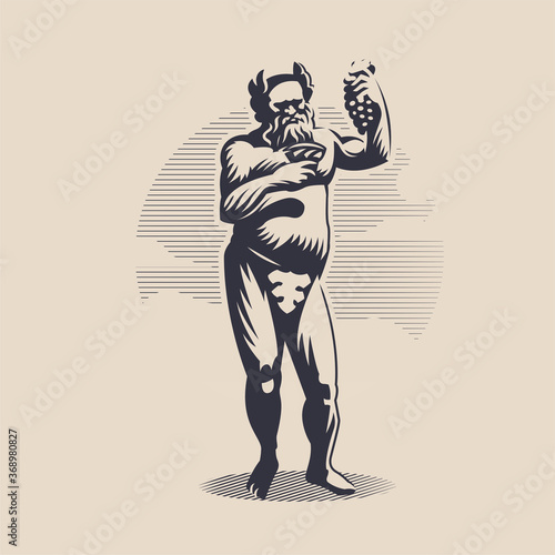 God Dionysus or Bacchus in a laurel wreath.