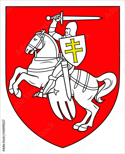 Vector illustration The Pahonia, historical coat of arms of Belarus and the Grand Duchy of Lithuania. The symbol of freedom Belarus, Symbol of the opposition forces of Belarus