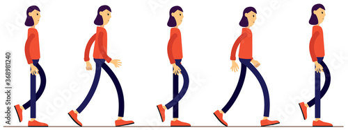 Animation of human gait. Animation for your cartoon. Movement animation of the character.