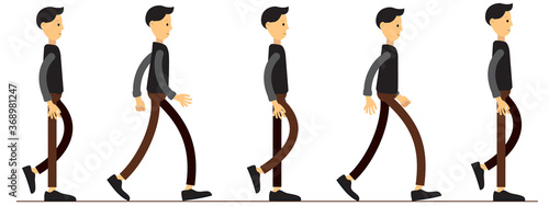 Animation of human gait. Animation for your cartoon. Movement animation of the character.
