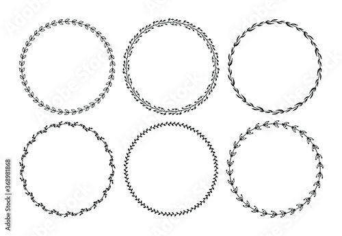 Set of drawn frames. Floral decorative black frames