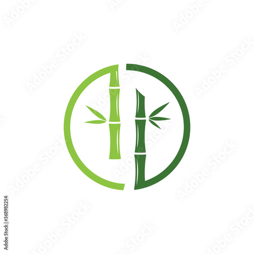 Free Download Bamboo logo with green leaf vector icon template - GFXLoad