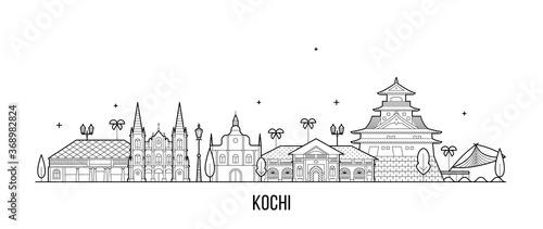 Kochi skyline India Trendy vector linear style