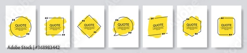 Quote box frame, big set. Texting quote boxes. Blank template quote text info design boxes quotation bubble blog quotes symbols. Creative vector banner illustration.
