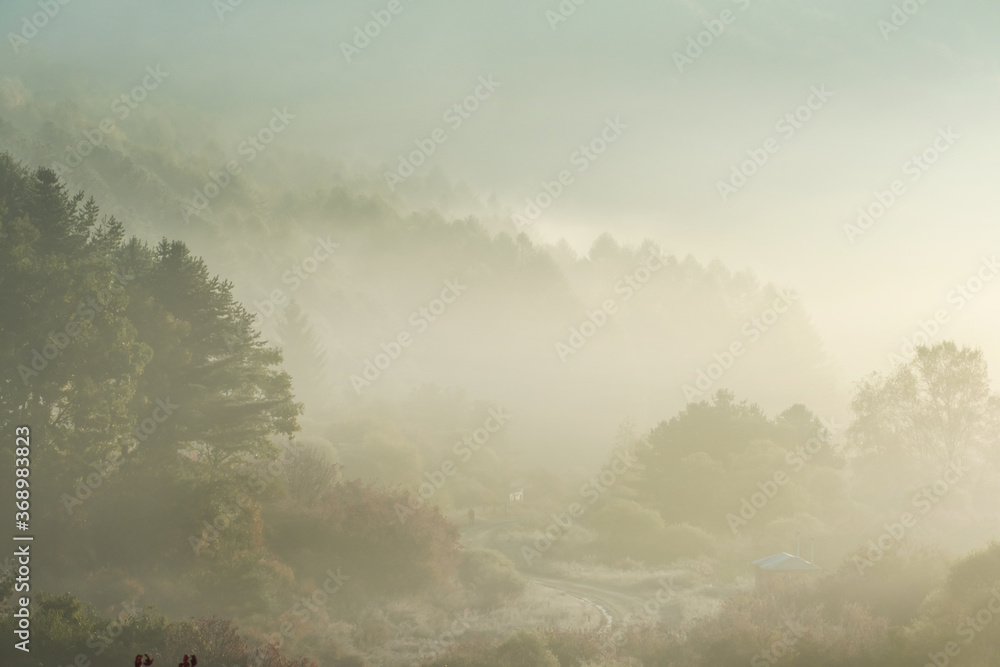Beautiful misty morning dream valley mountain autumn fogy and clouds. Beautiful misty morning dream valley mountain autumn fogy and clouds.