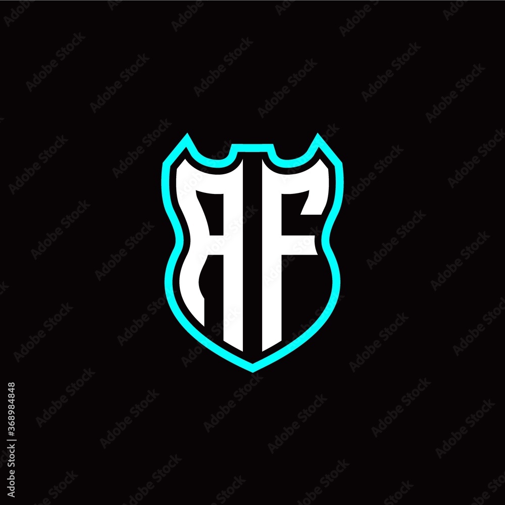 A F initial logo design with shield shape