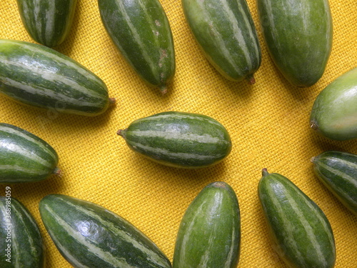 Green color raw whole fresh Pointed gourd photo