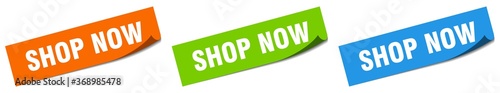 shop now paper peeler sign set. shop now sticker