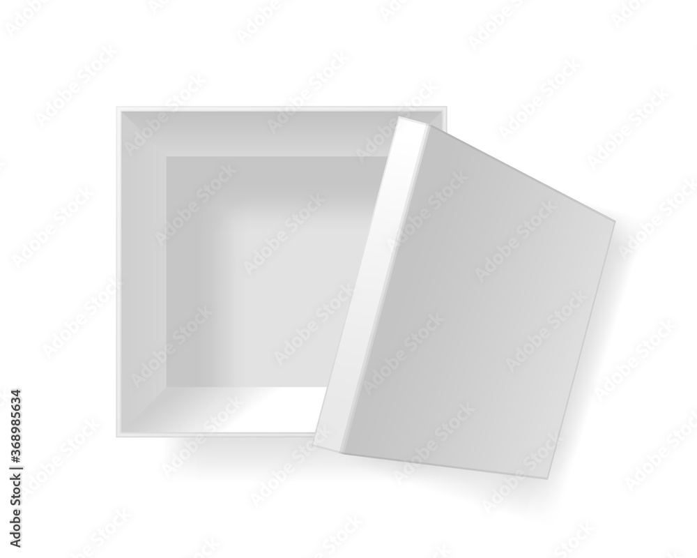 The box is open. Top view. Realistic 3D cardboard box. View from above. The box is open. Top view. Realistic 3D cardboard box. View from above.