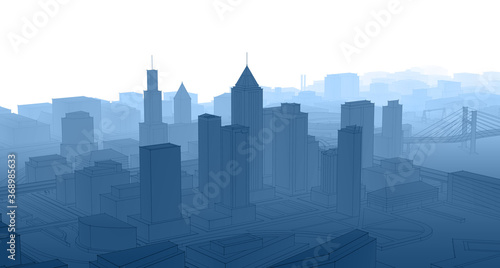 city metropolis architectural landscape 3d illustration
