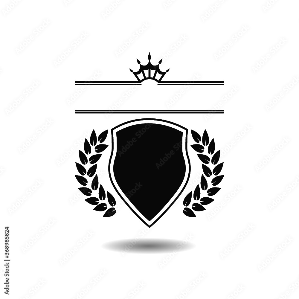 Laurel wreath icon with shield crown Laurel wreath icon with shield crown