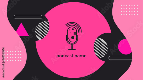 ABSTRACT TEMPLATE PODCAST FLAT COLOR BACKGROUND VECTOR. GOOD FOR COVER DESIGN, BANNER, WEB,SOCIAL MEDIA
