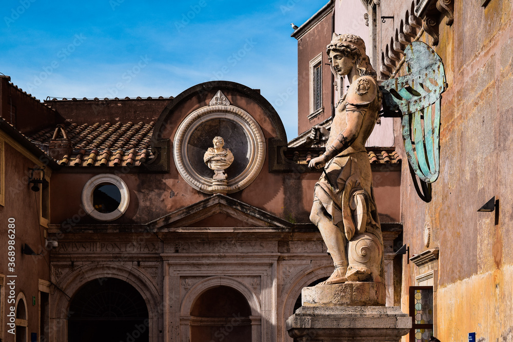 Obraz premium The Mausoleum of Hadrian, usually known as Castel is a towering cylindrical building in Parco Adriano, Rome, Italy.