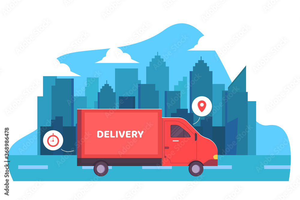delivery car on the way illustration