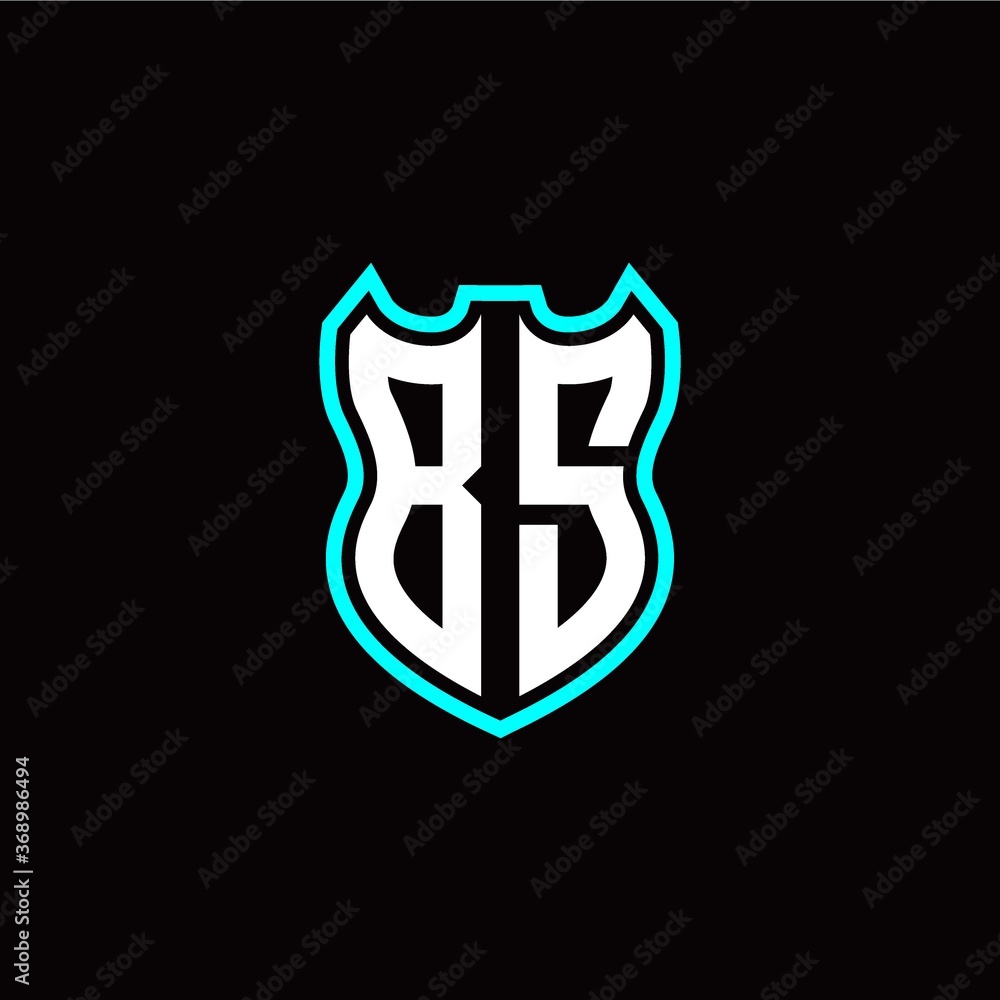 B S initial logo design with shield shape