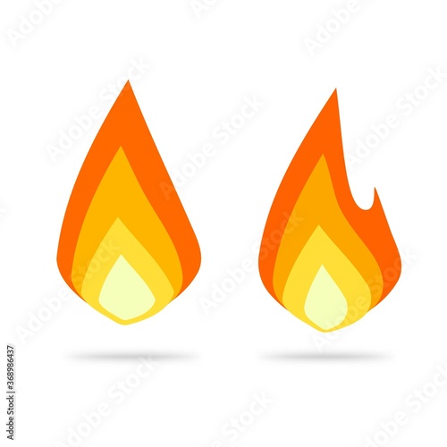 Fire flame logo icon vector flat cartoon, ignite blaze symbol, idea of hot drop label or campfire fireplace sign isolated abstract pictogram clipart