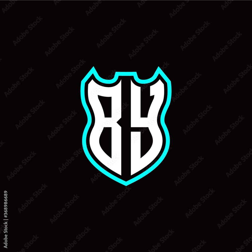 B Y initial logo design with shield shape