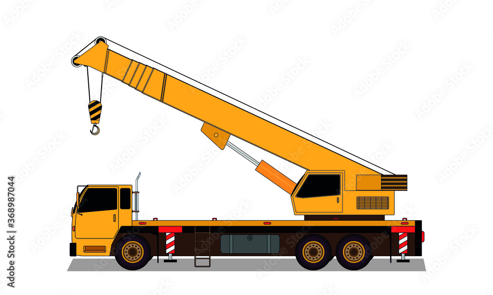 truck with crane drawing in vector