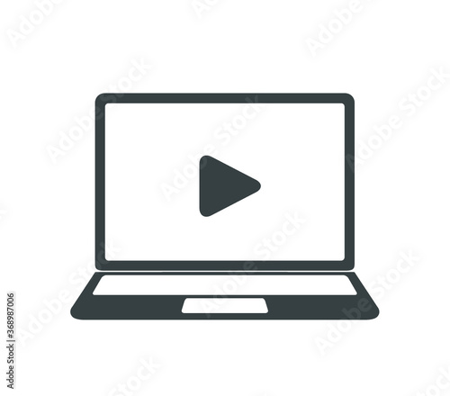 Play video icon. Laptop video button.  Video icon. 