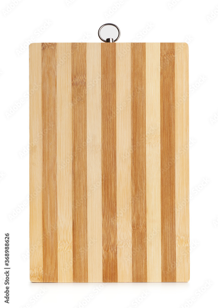 Fototapeta premium new rectangular striped kitchen cutting board isolated on white background