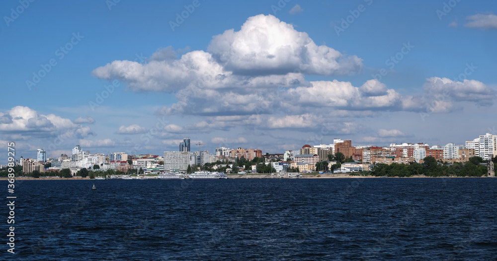 Samara, Russia, August 2, 2020, view of the city of Samara from the Volga river