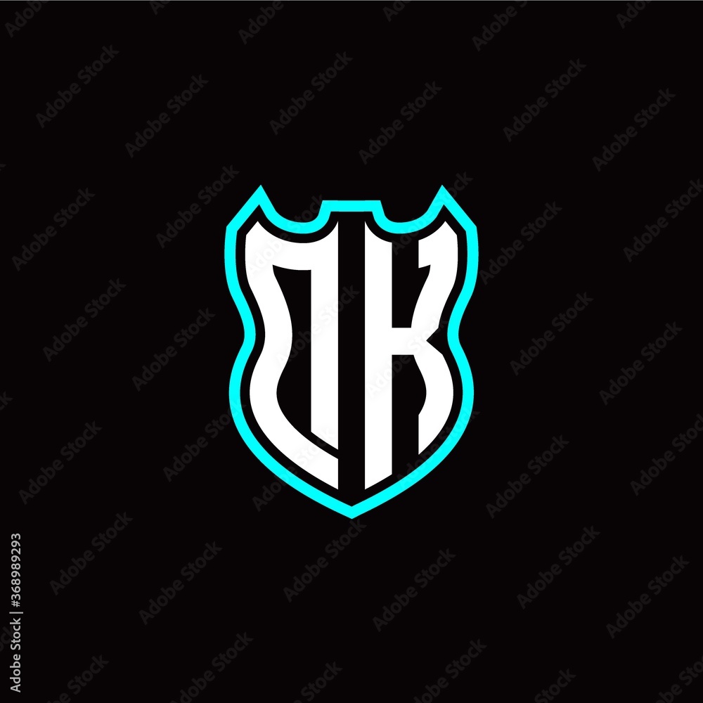 D K initial logo design with shield shape D K initial logo design with shield shape