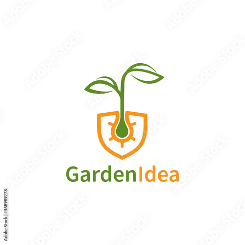 Plant innovation,Shovel garden logo design illustration