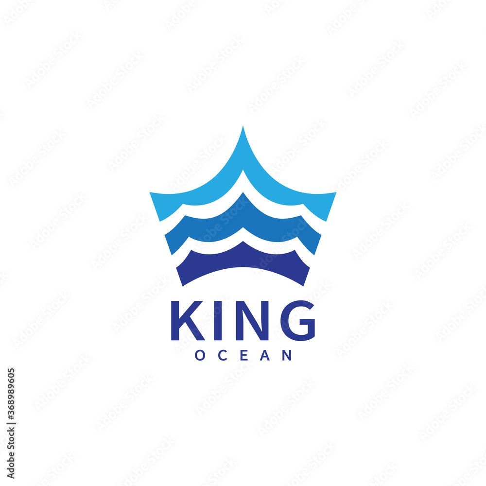 King ocean crown blue waves sea logo design inspiration King ocean crown blue waves sea logo design inspiration