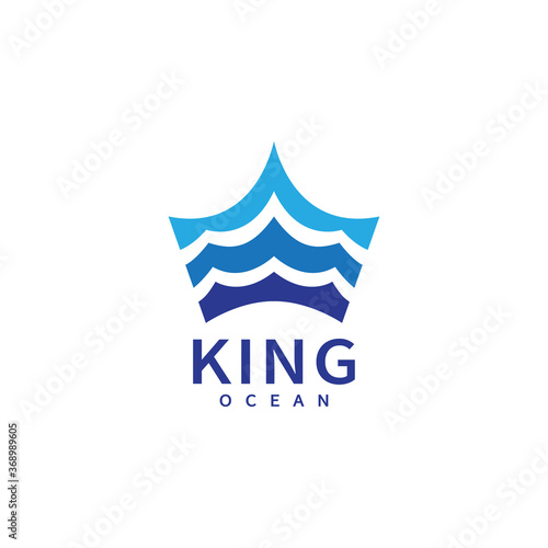 King ocean crown blue waves sea logo design inspiration