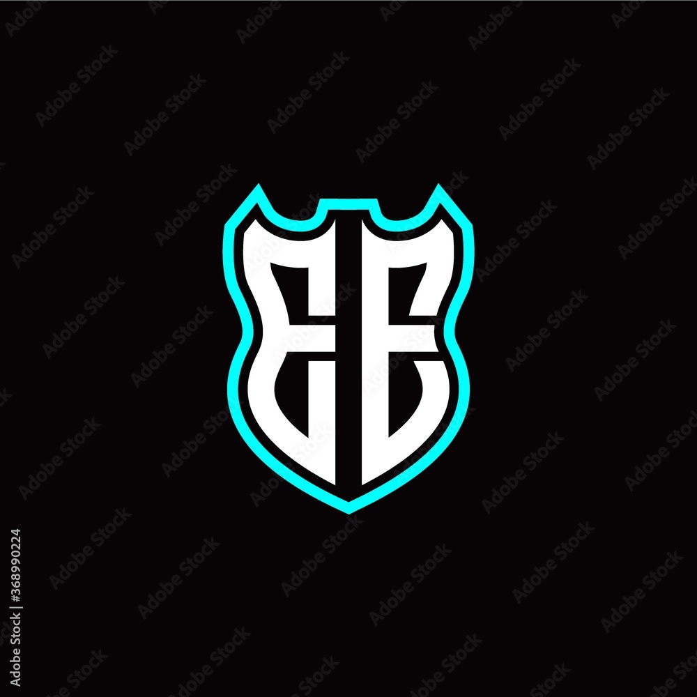 E E initial logo design with shield shape