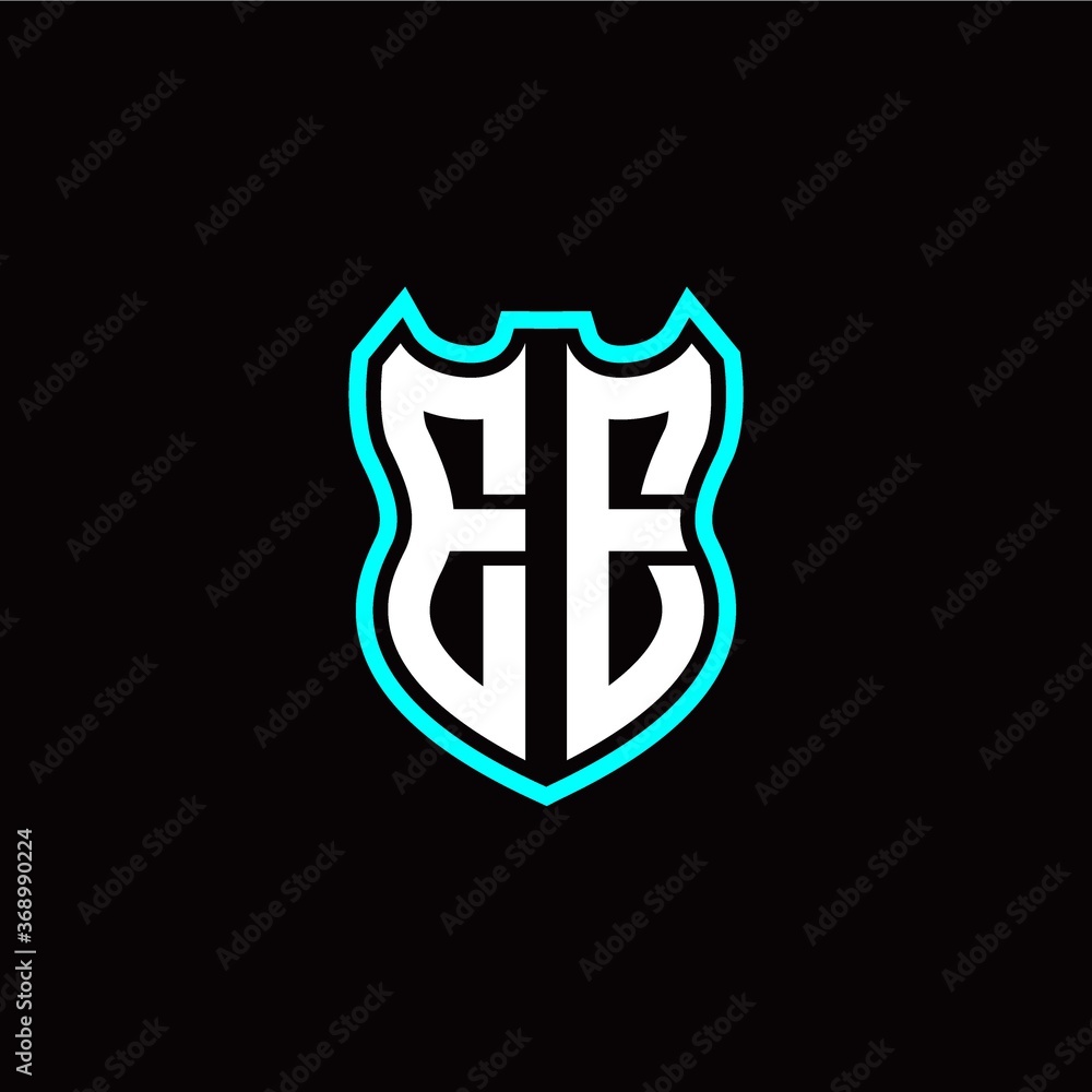 E E initial logo design with shield shape E E initial logo design with shield shape