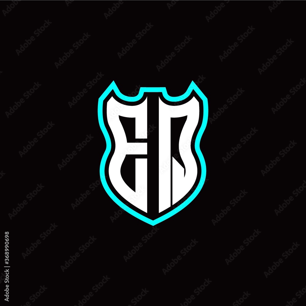 E Q initial logo design with shield shape