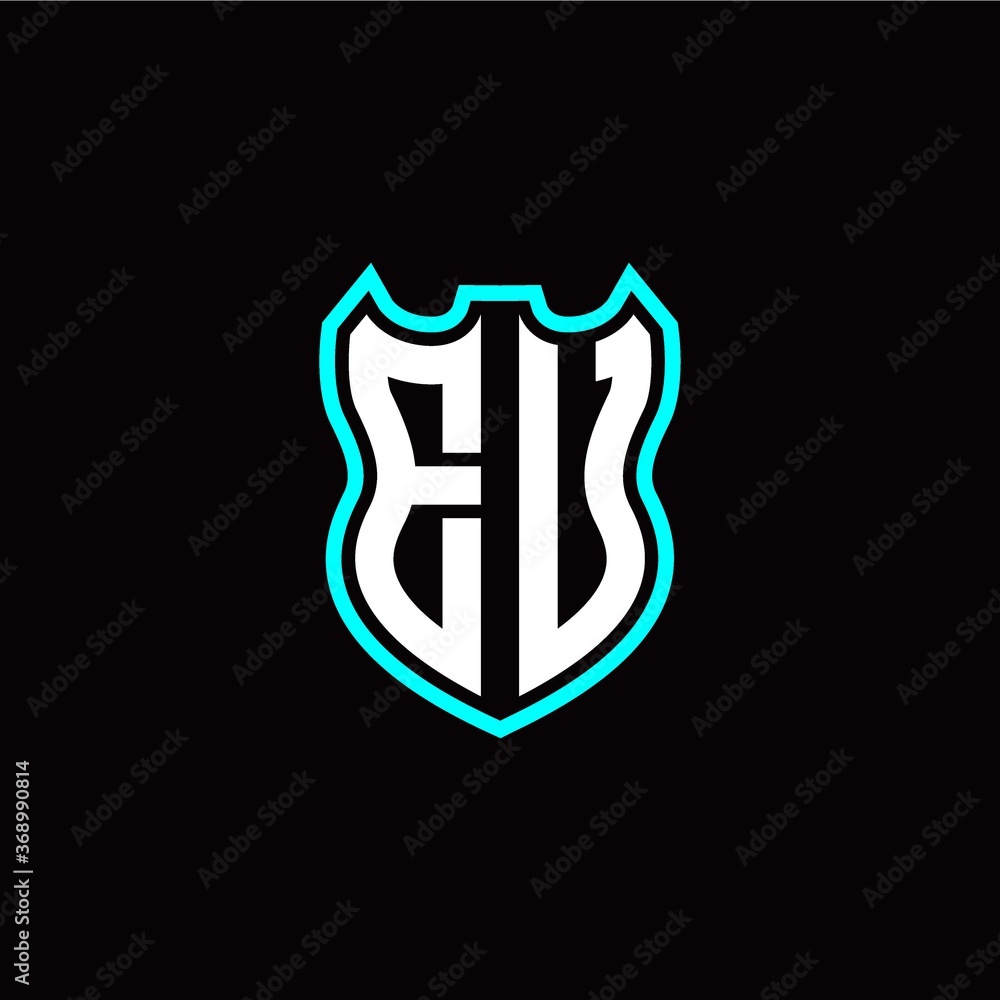 E U initial logo design with shield shape E U initial logo design with shield shape