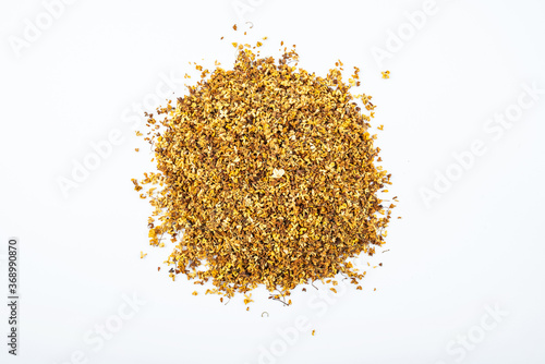 Herbal scented osmanthus tea on white background