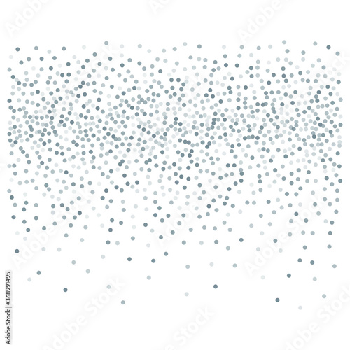 Silver glitter background, metal christmas confetti falling. light magic shining Flying glitter dots, sparkle particles vector border backdrop. shimmer shiny halftone