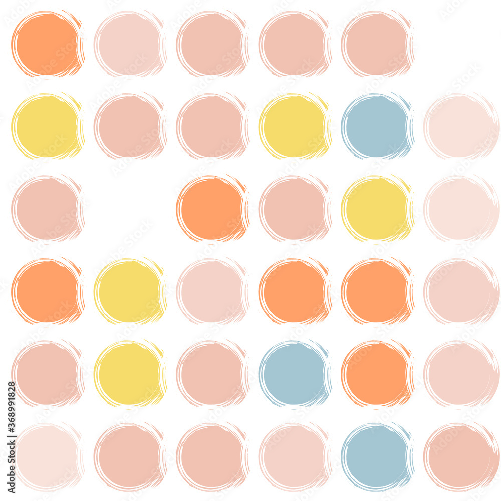 Paintbrush strokes circles vector seamless pattern. Modern abstract geometric background in pastel colors. Paintbrush strokes circles vector seamless pattern. Modern abstract geometric background in pastel colors.