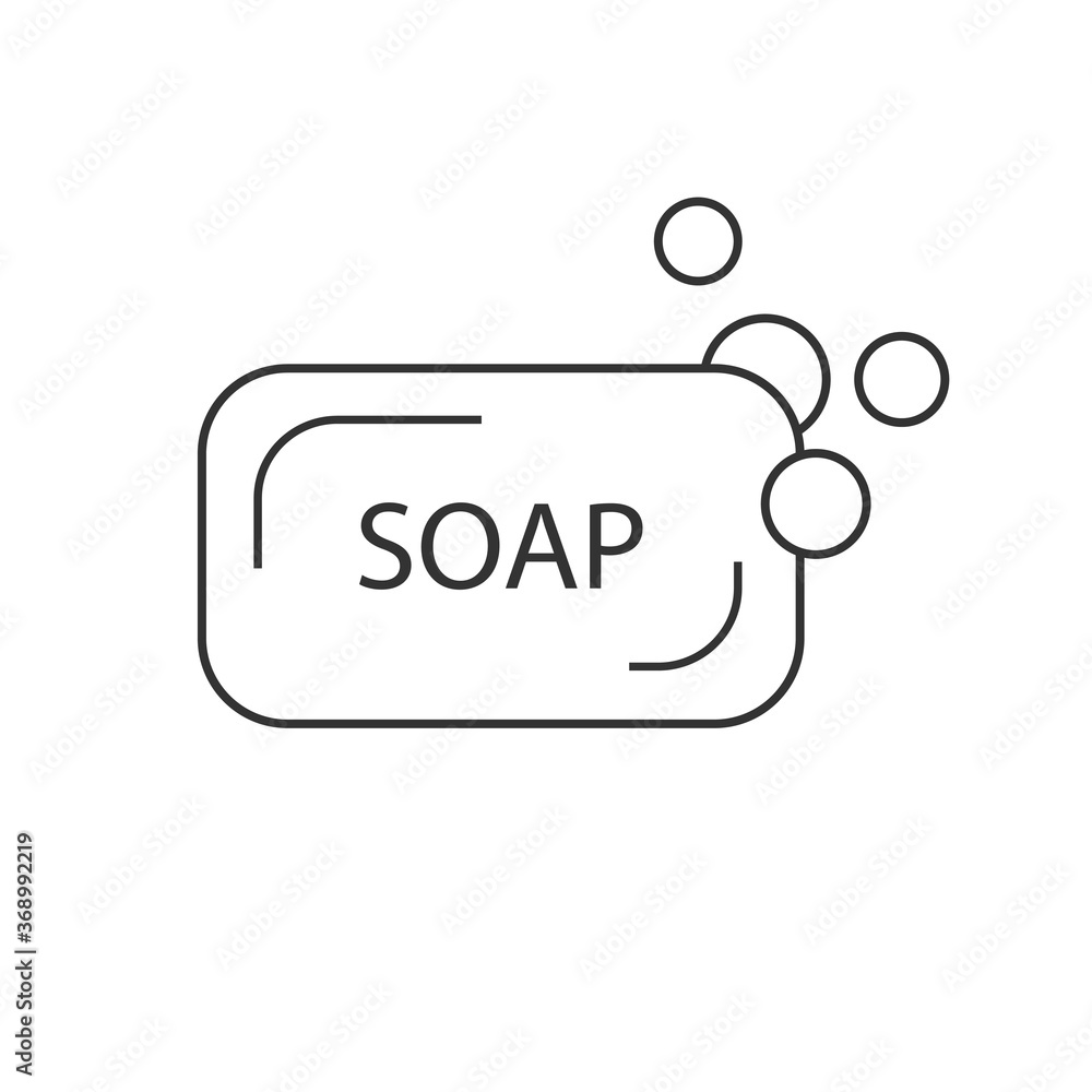 soap icon sign and symbol.Bar of soap with foam isolated on white