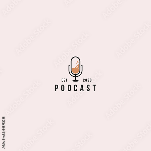 Podcast line art logo vector designs