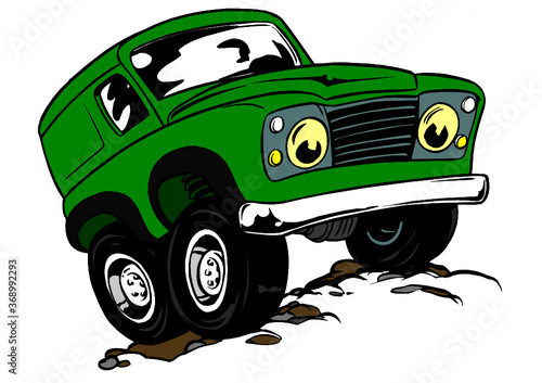 Classic old Jeep cartoon style funny
