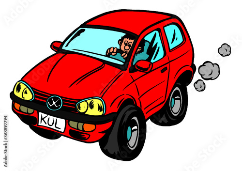 Classic Car Golf cartoon car with big tires